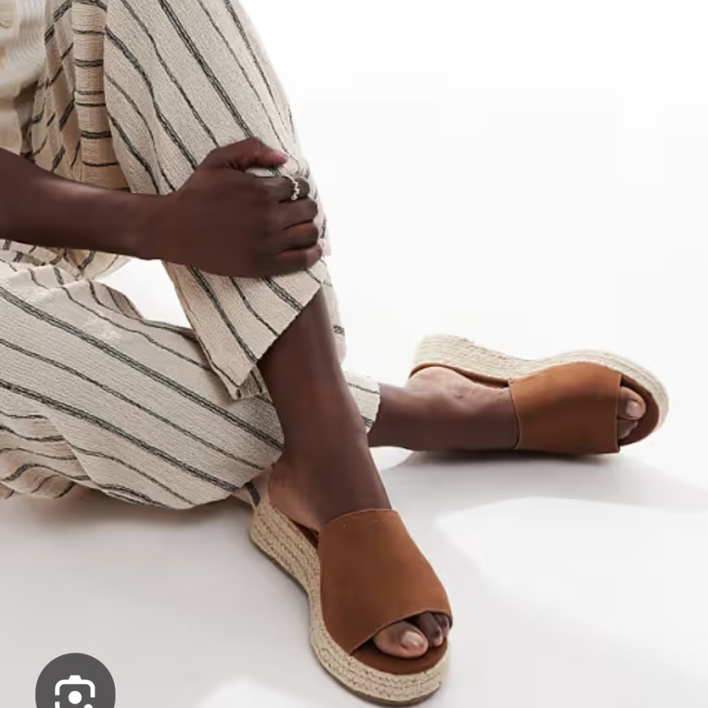 ASOS Brown Suede   Espadrille Slide Sandals,Women's Size 10
